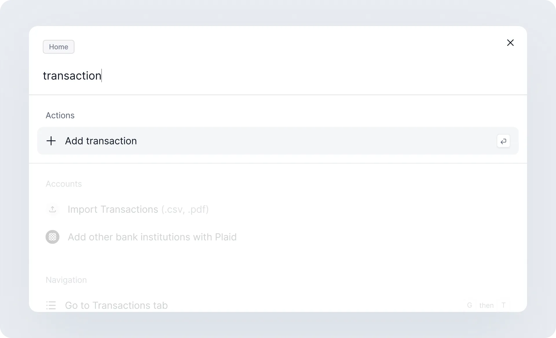 Add transaction modal in Kick